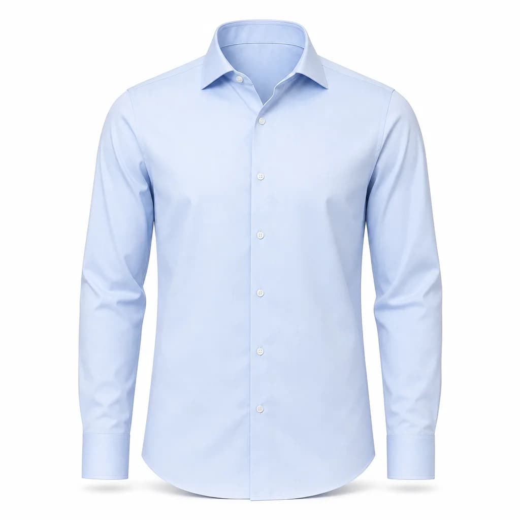 Áo Sơ Mi Xanh Nhạt Spread Collar